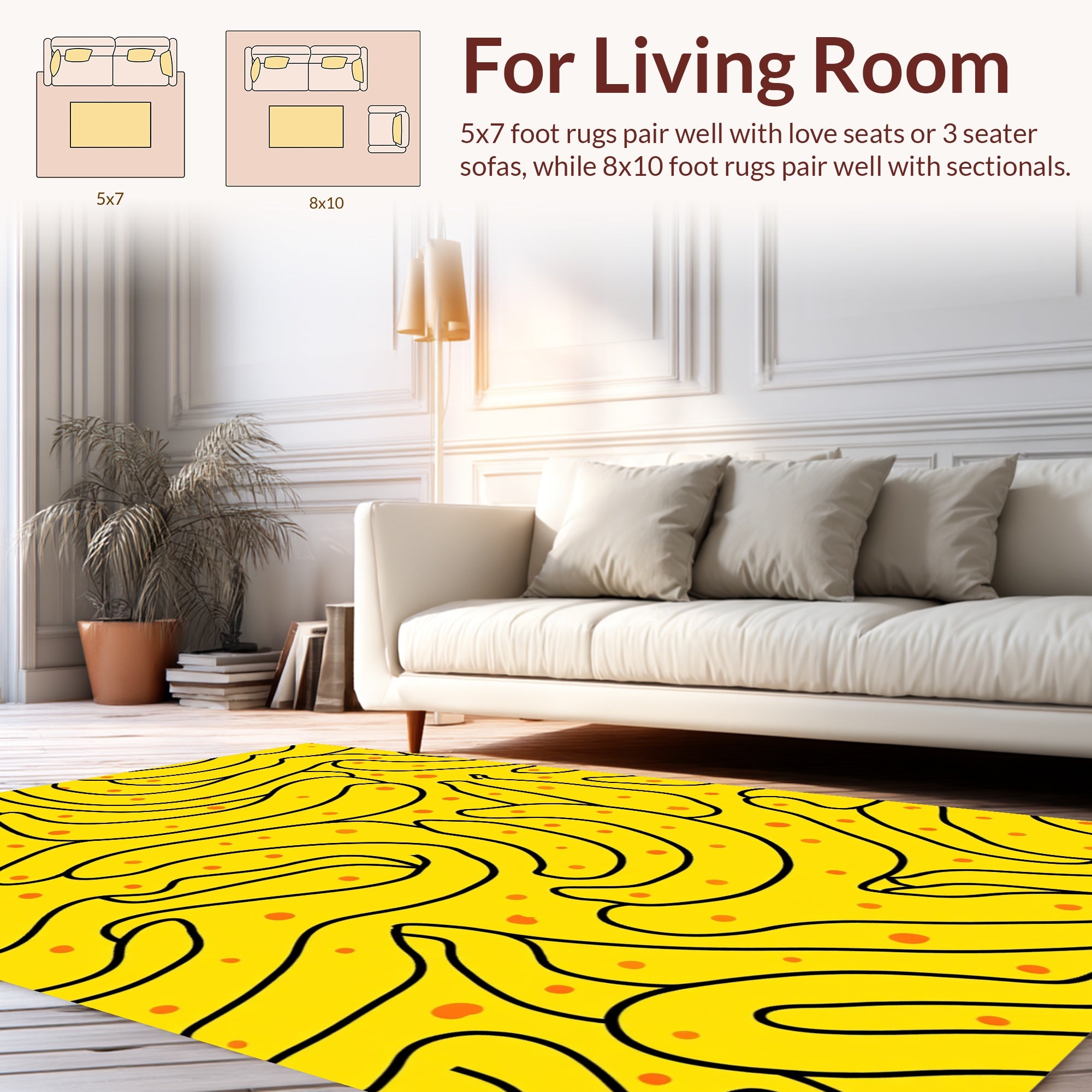 Whimsical Yellow Banana Pattern Design Rug