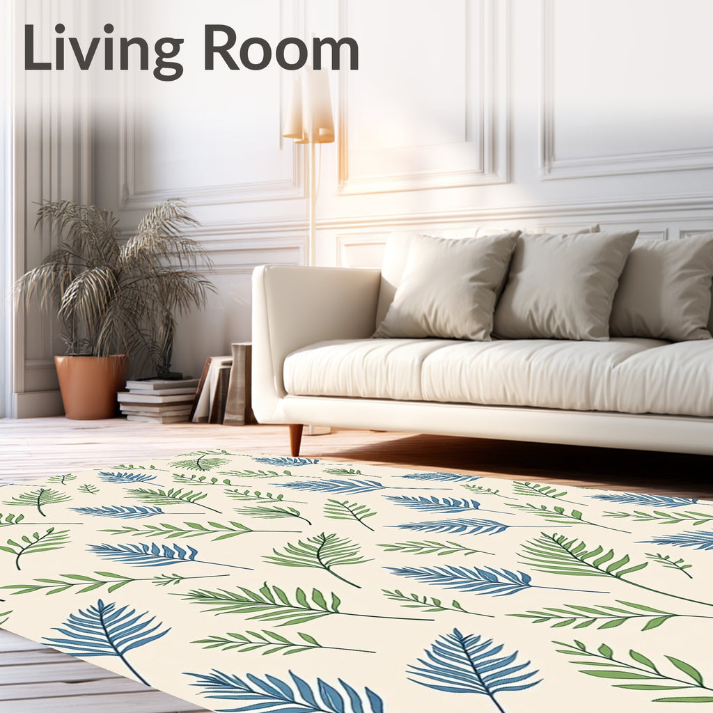 Green Blue Frond Tropical Scatter Rug