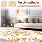Elegant Gold Floral Scroll Pattern Rug