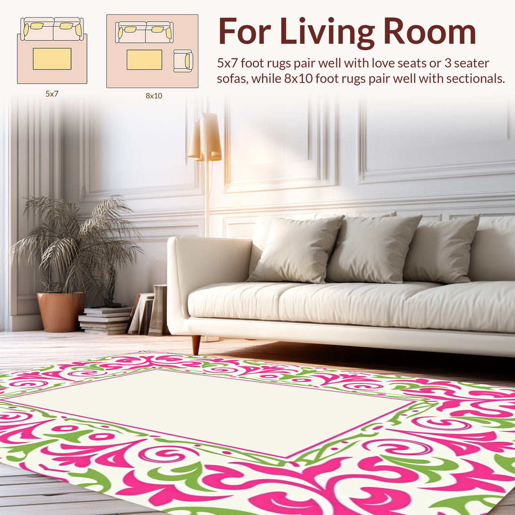 Elegant Floral Vines Leaf Pattern Rug