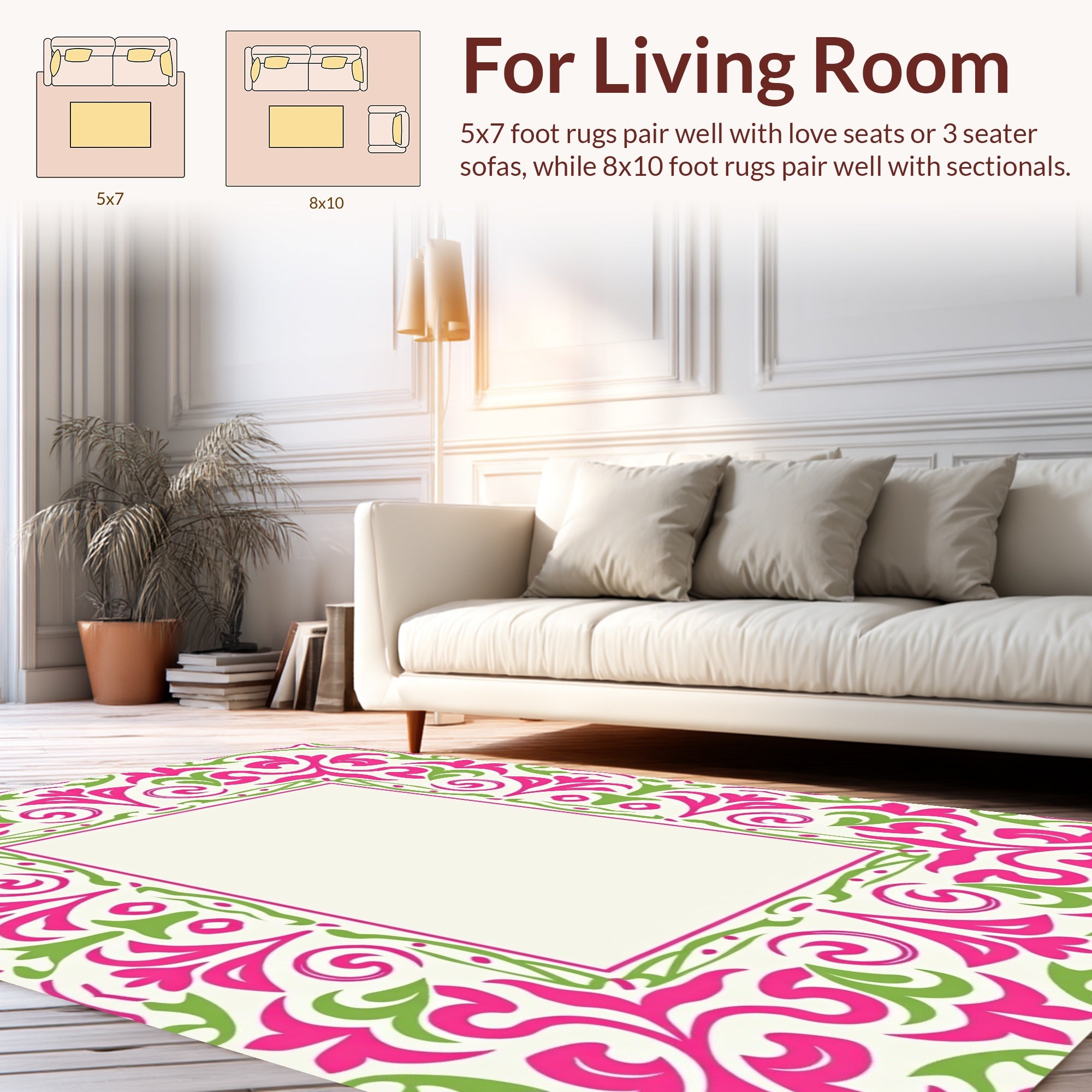 Elegant Floral Vines Leaf Pattern Rug