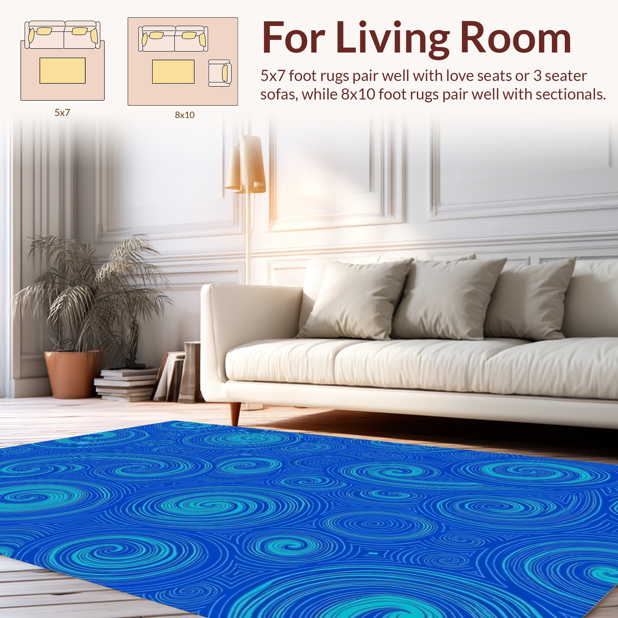 Blue Swirls Abstract Pattern Rug