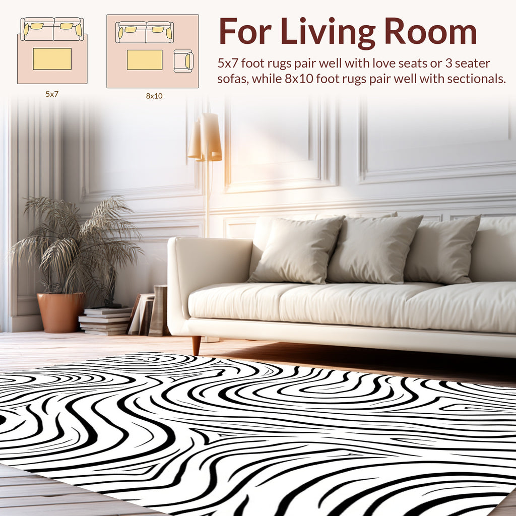 Abstract Zebra Stripe Pattern Rug