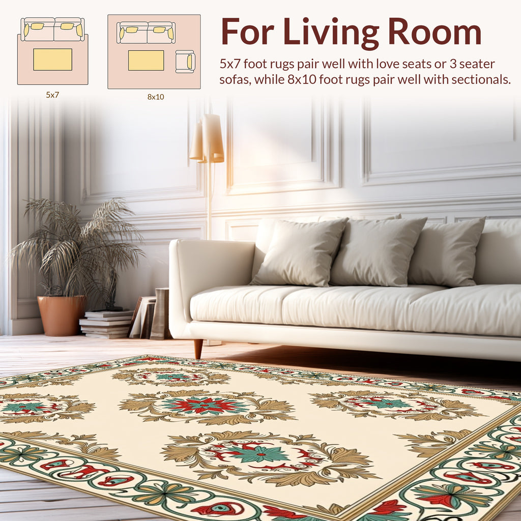 Classic Floral Medallion Border Rug