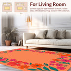 Retro Floral Pattern Border Rug