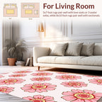 Pink Floral Pattern With Yellow Accents Rug