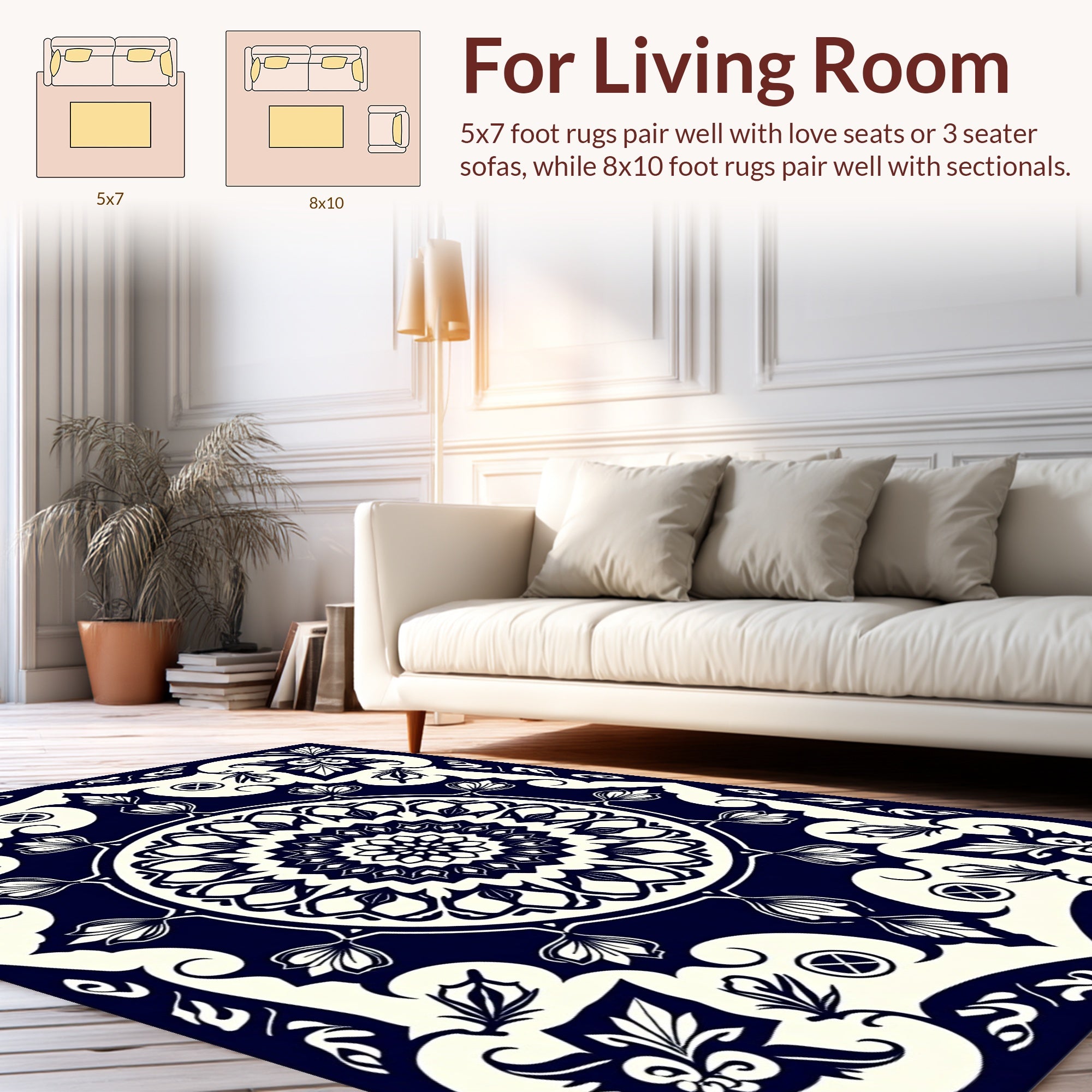 Radial Floral Scrollwork Patterned Rug