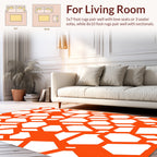 Abstract Orange Geometric Hexagon Design Rug