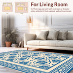 Classic Blue Cream Floral Pattern Rug