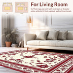 Red Floral Medallion Border Rug
