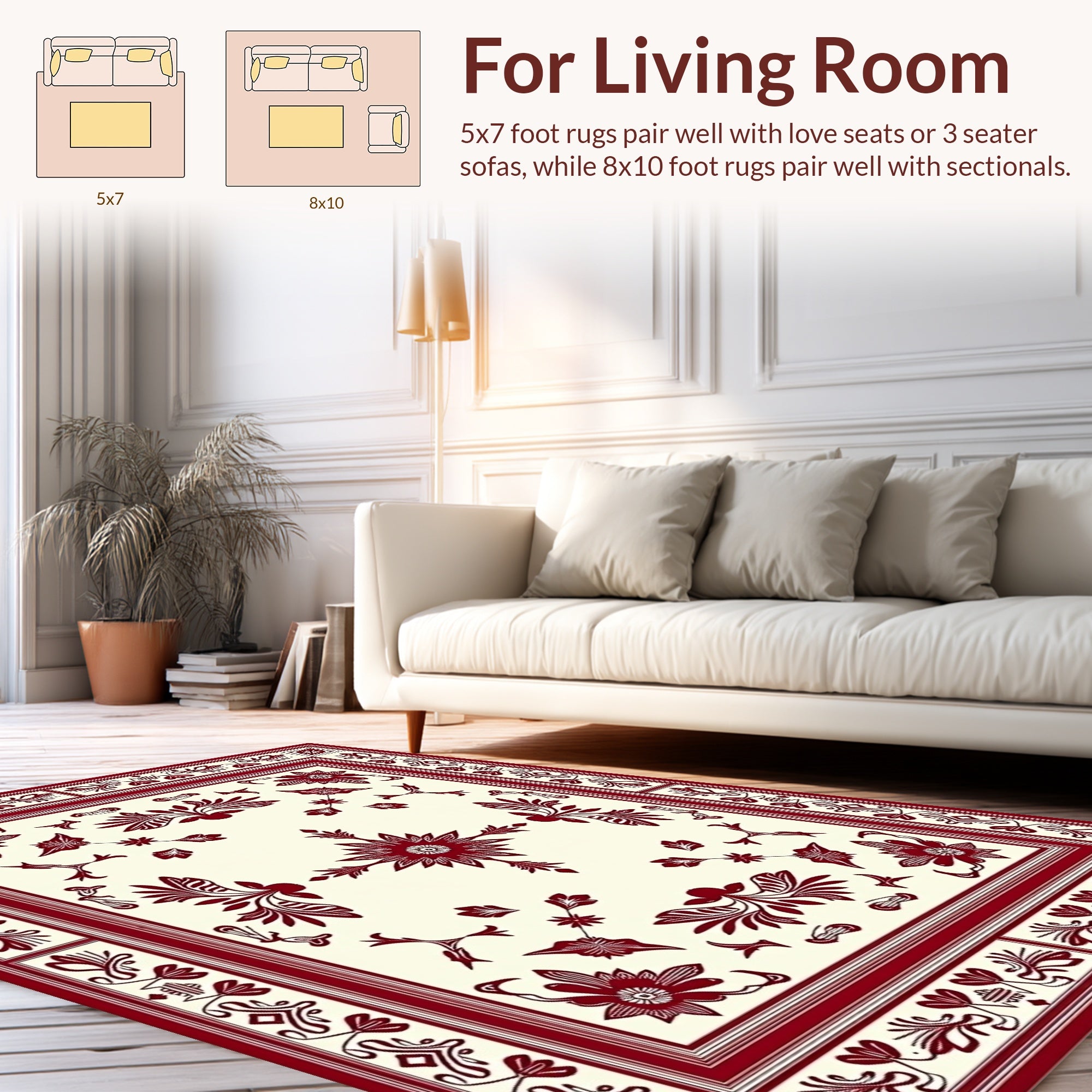 Red Floral Medallion Border Rug