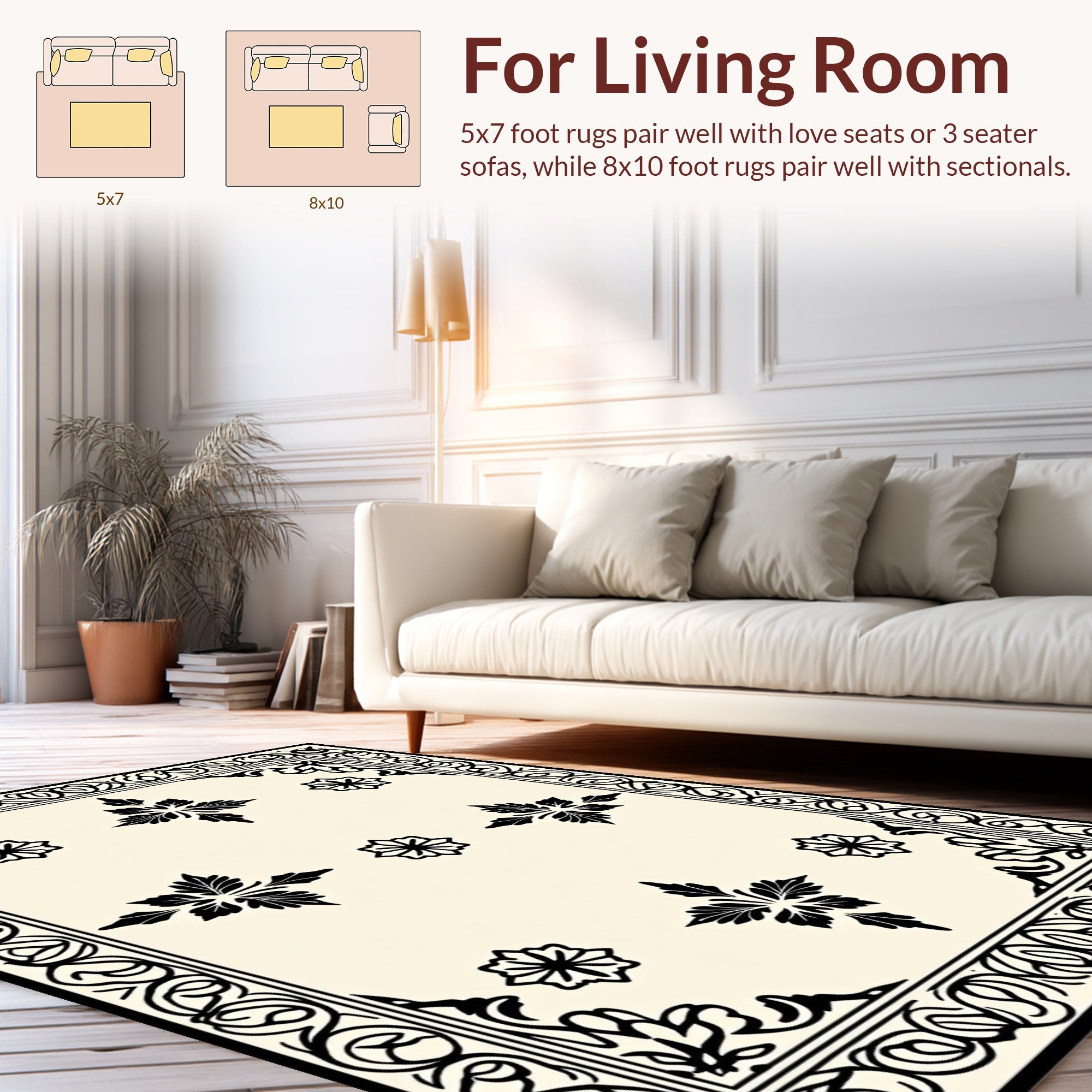 Classic Floral Scrollwork Borders Rug