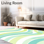 Aqua Lime Wavy Stripes Rug