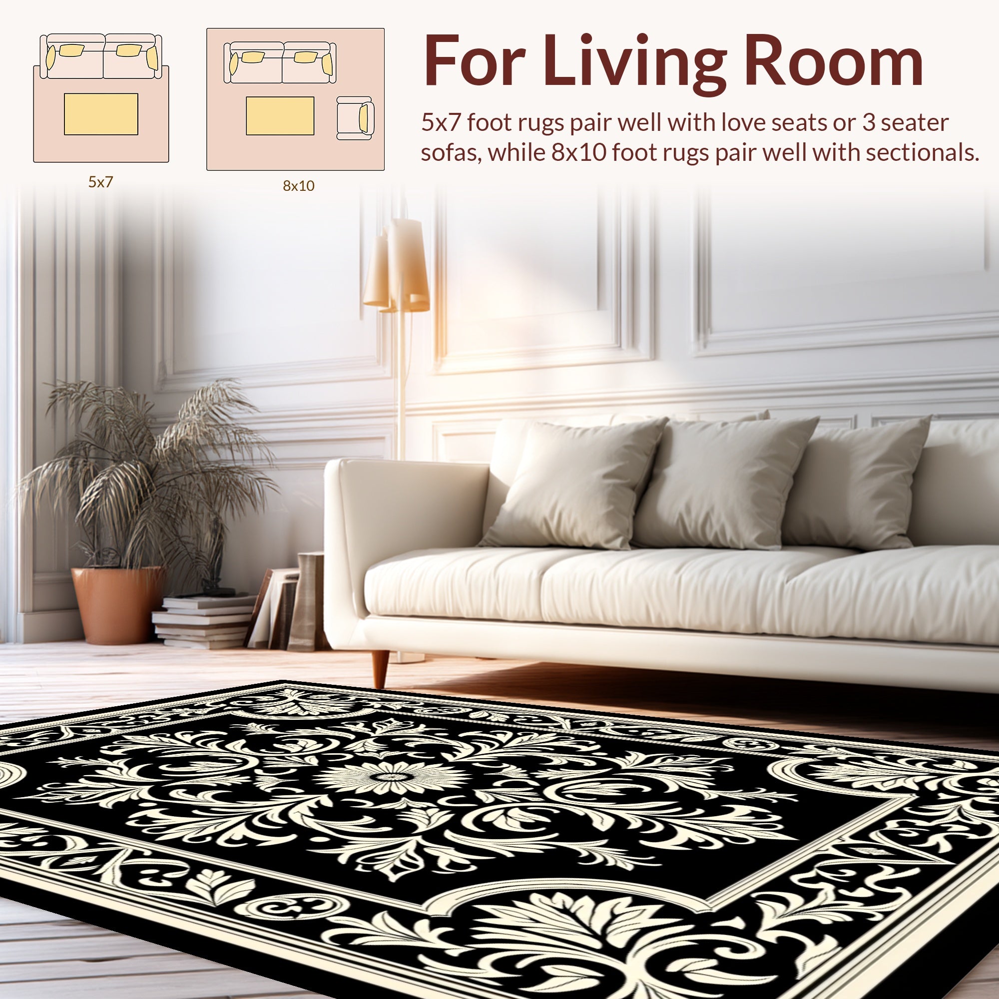 Classic Floral Symmetry On Black Rug