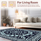 Light Blue Floral Mandala Patterned Rug