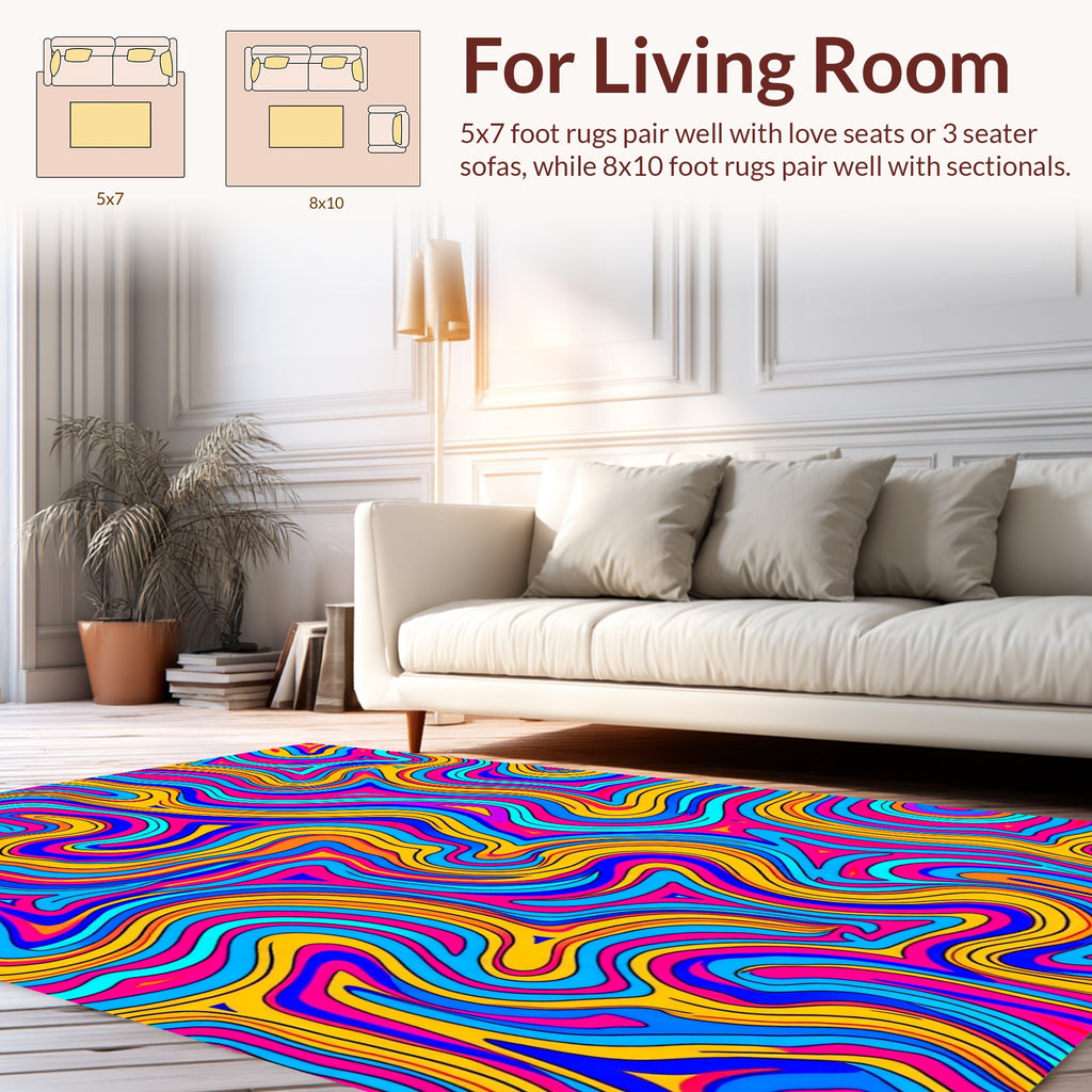 Bold Groovy Wavy Line Pattern Rug