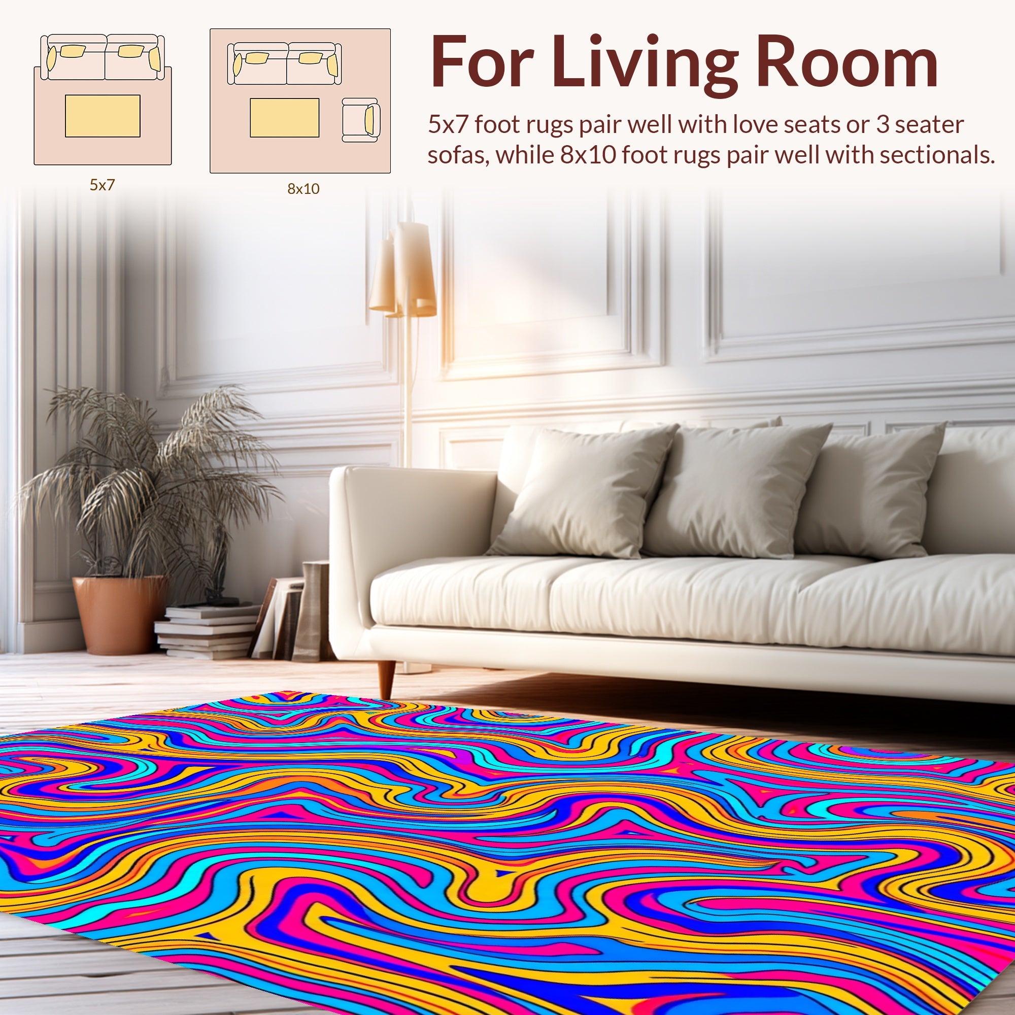 Bold Groovy Wavy Line Pattern Rug
