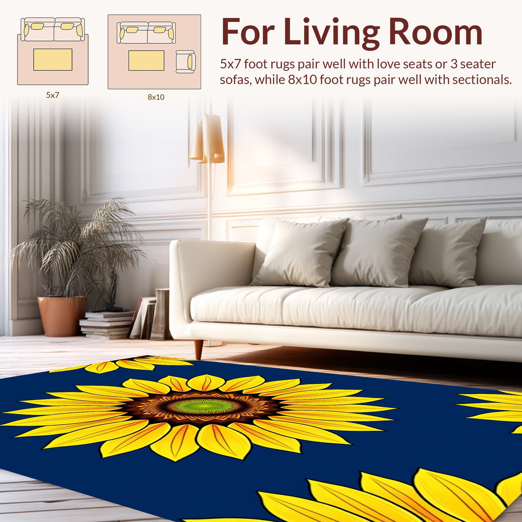 Vibrant Sunflower Pattern Rug