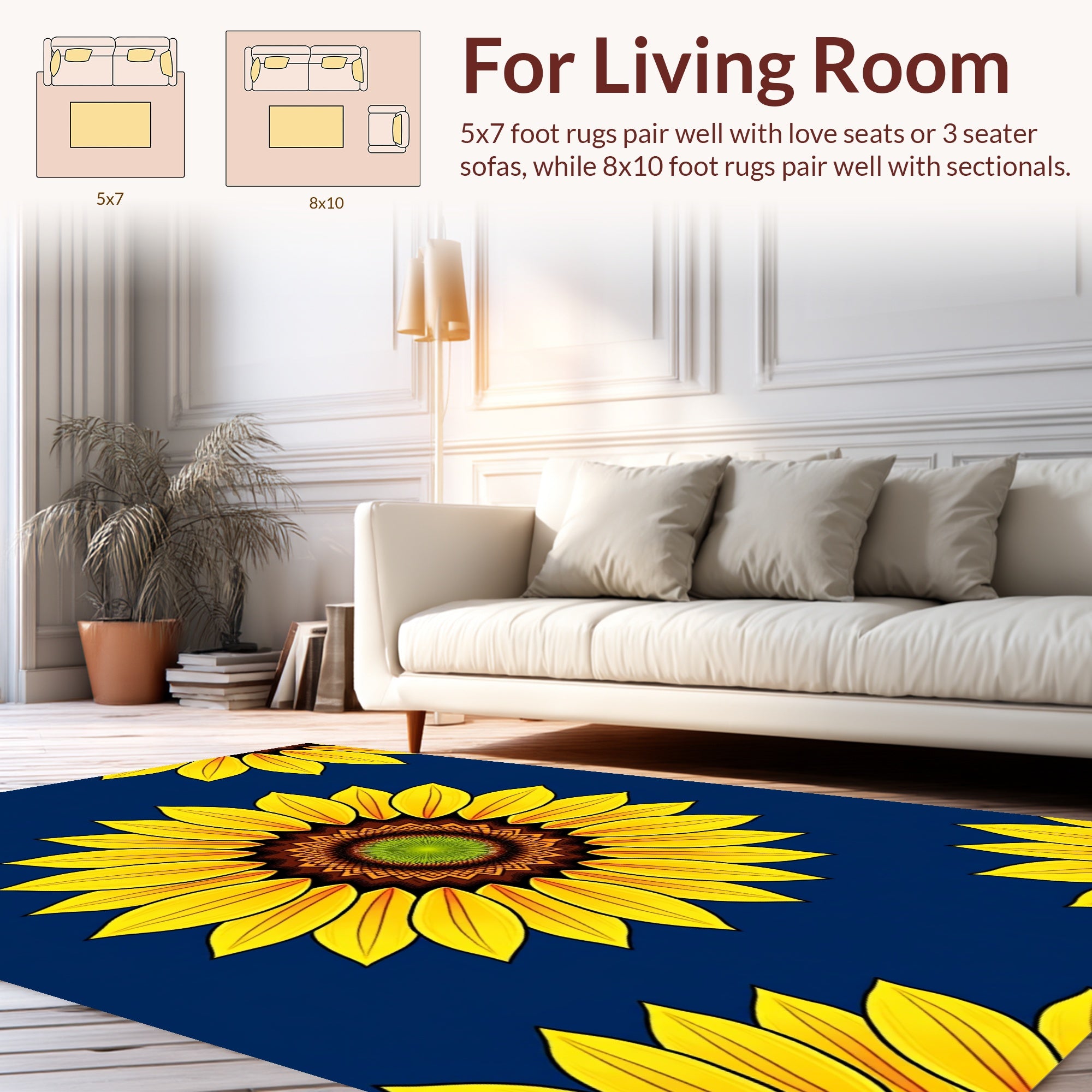 Vibrant Sunflower Pattern Rug