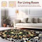 Ornate Black Gold Floral Medallion Rug