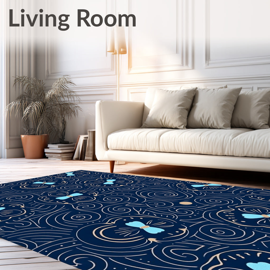 Floral Swirls And Petals Pattern Rug