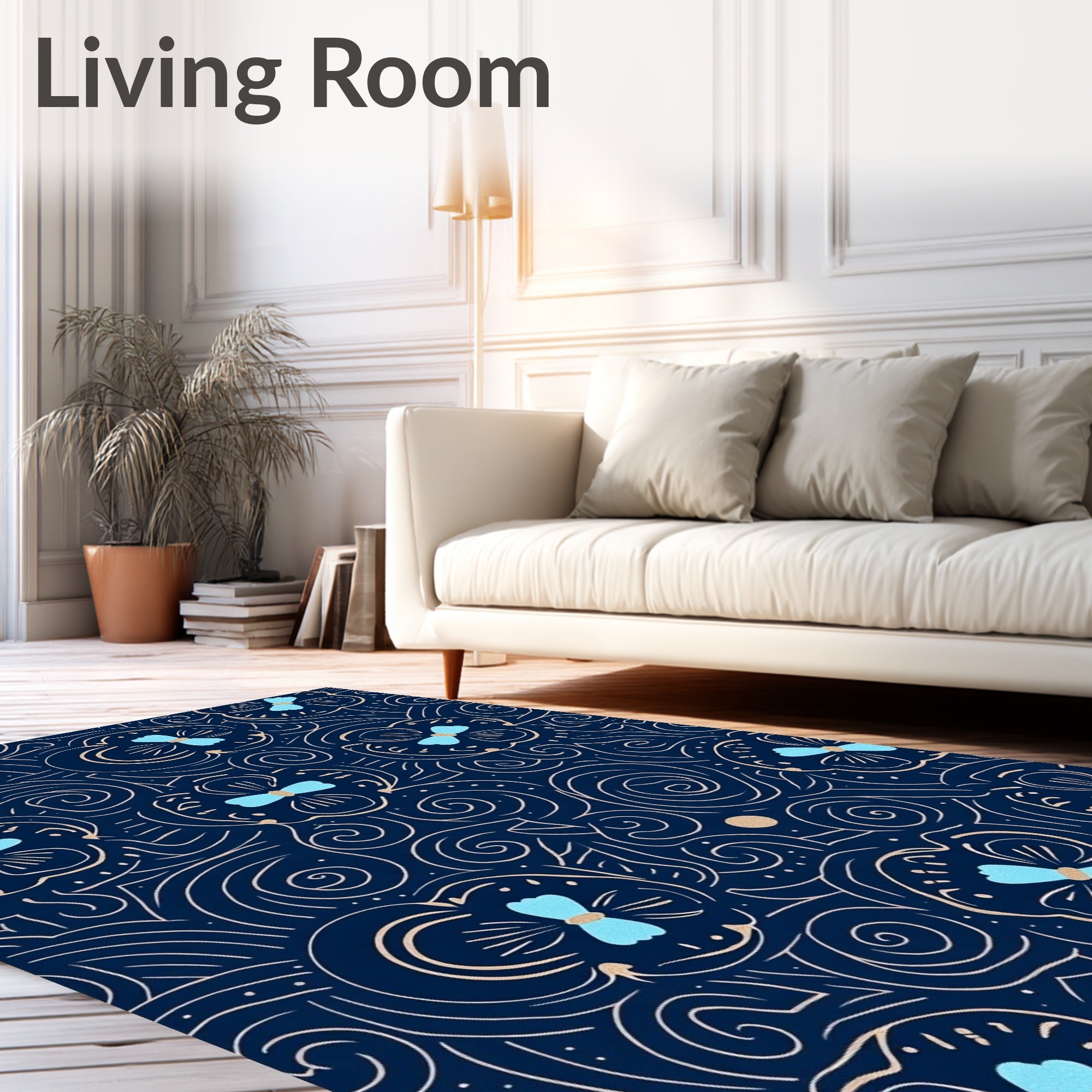 Floral Swirls And Petals Pattern Rug