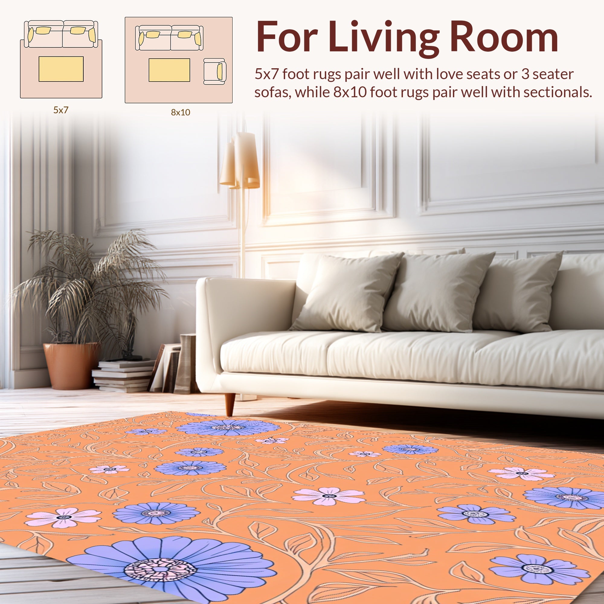 Vintage Floral Vines Pattern Design Rug