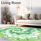 Emerald Green Abstract Spiral Swirl Rug
