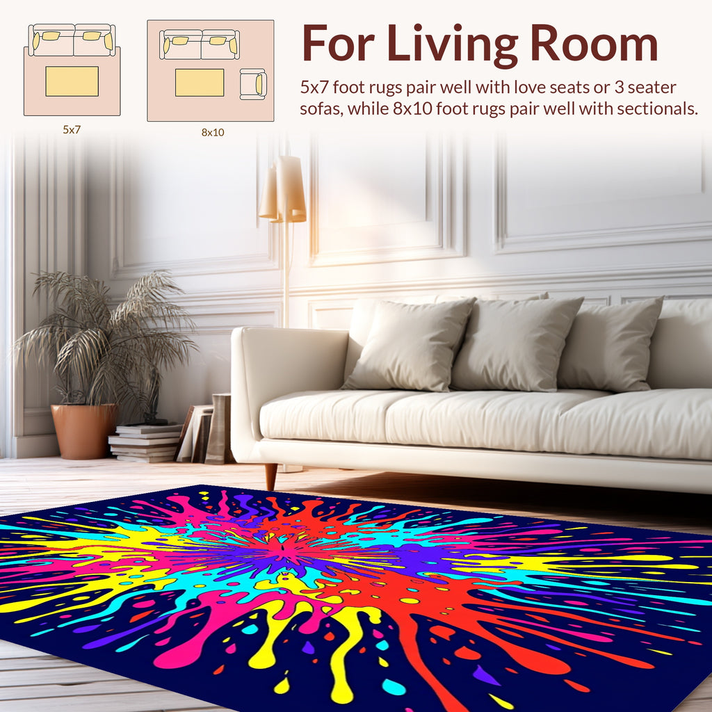 Vibrant Ink Splatter Abstract Design Rug
