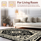 Classic Black Beige Floral Rug