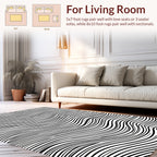 Bold Black White Wave Stripe Pattern Rug