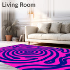Bold Pink Blue Concentric Waves Rug