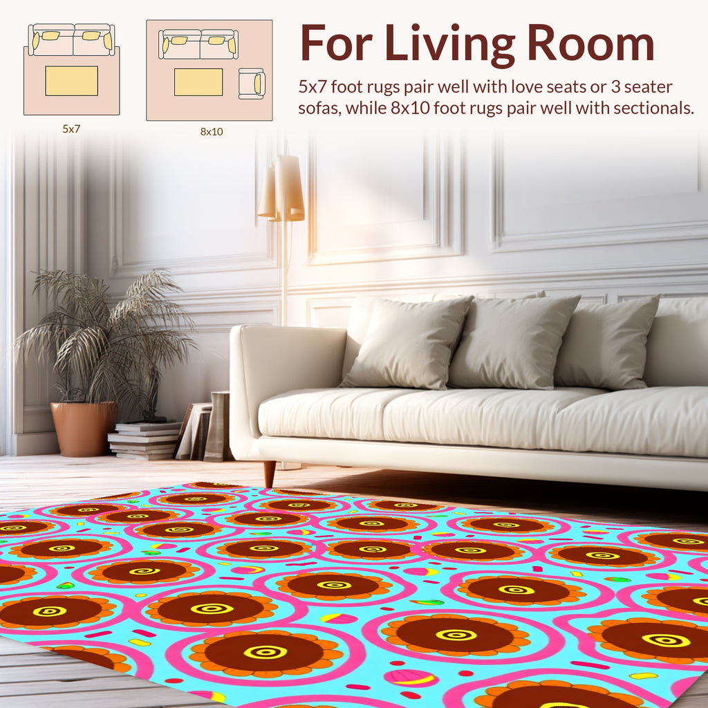 Whimsical Flower Swirl Pattern Rug