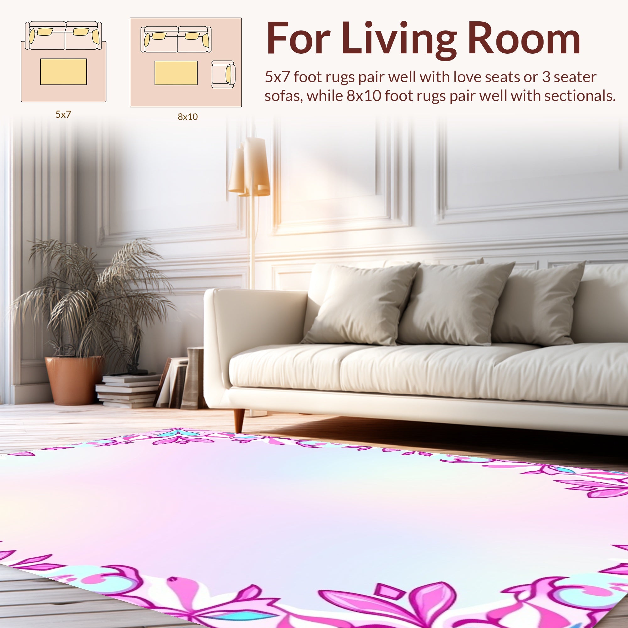 Pink And Aqua Floral Mandala Rug