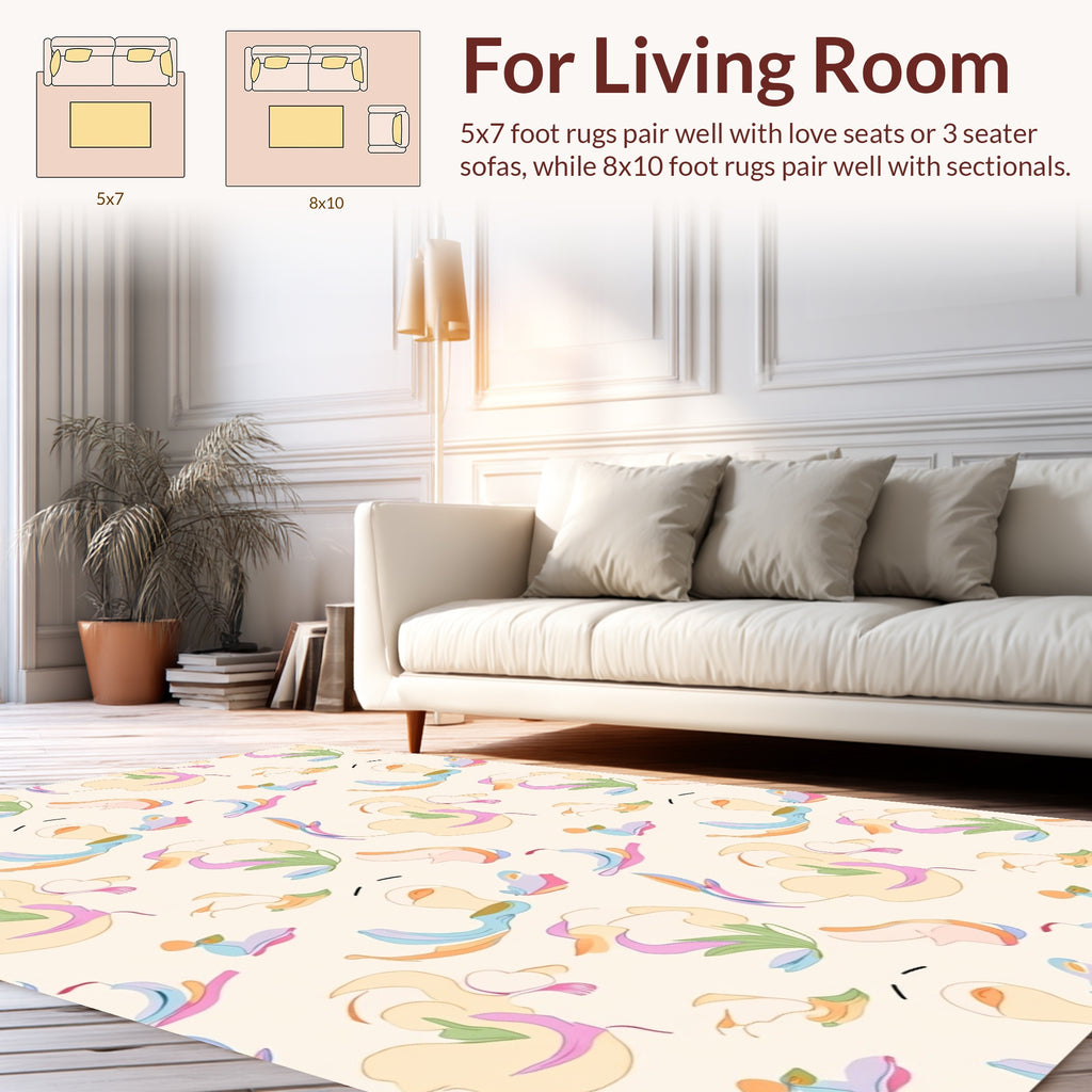 Soft Abstract Floral Pattern Rug