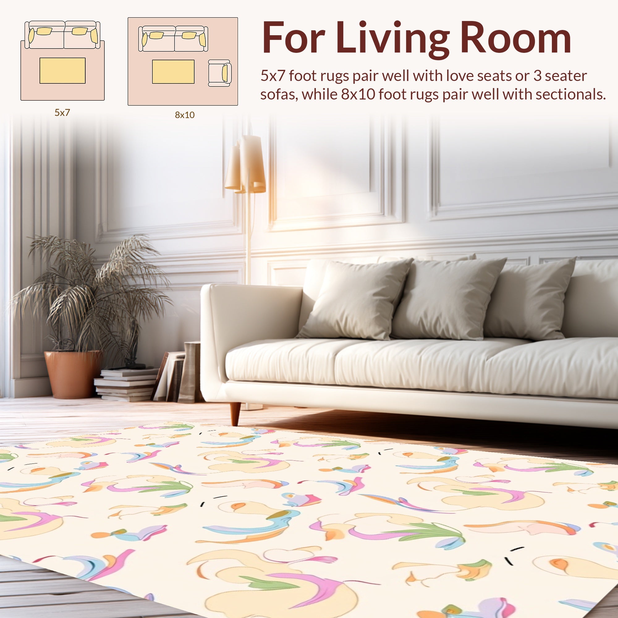 Soft Abstract Floral Pattern Rug