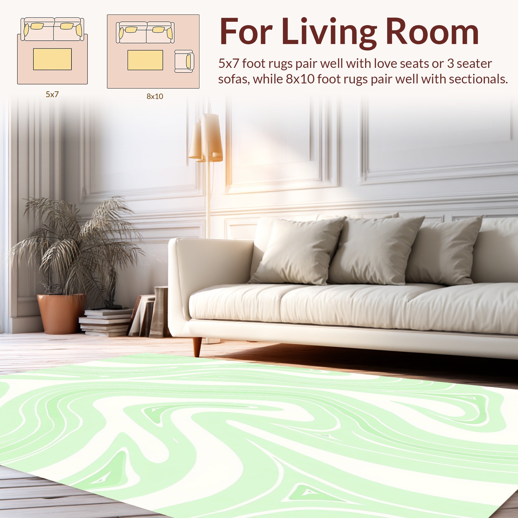 Soft Green Swirl Pattern Rug