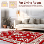 Classic Red Floral Medallion Design Rug