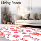 Coral Pink Blooming Branches Rug