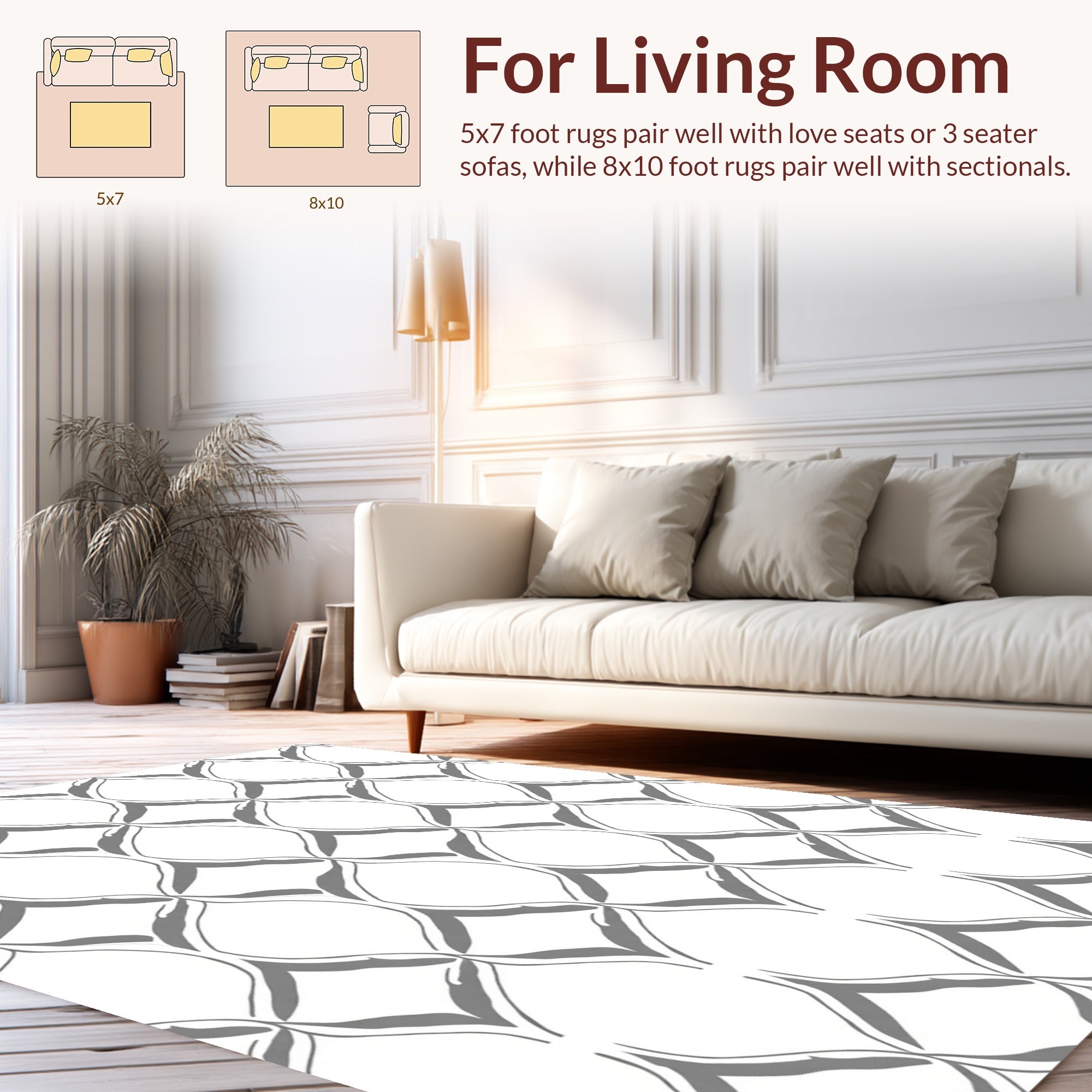 Gray Swirling Lattice Pattern Design Rug