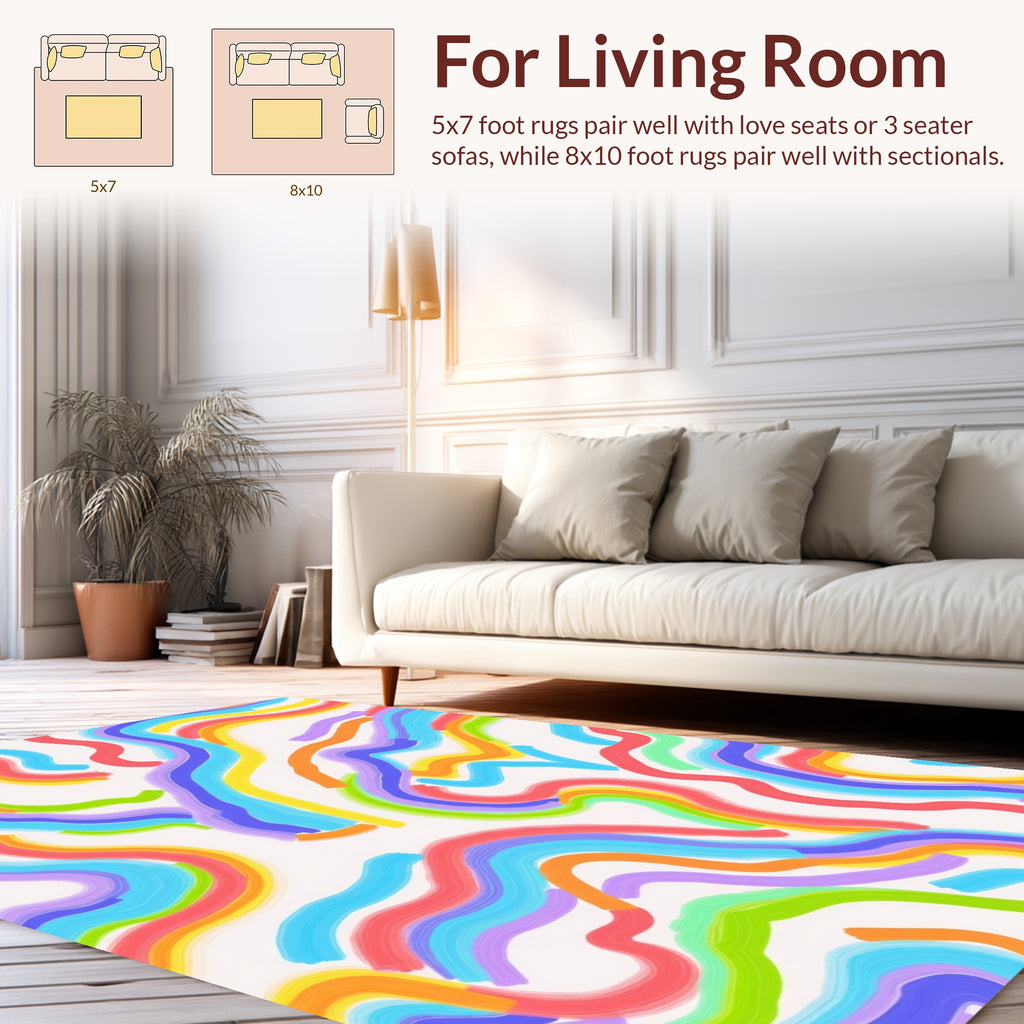 Colorful Swirling Abstract Wave Pattern Rug