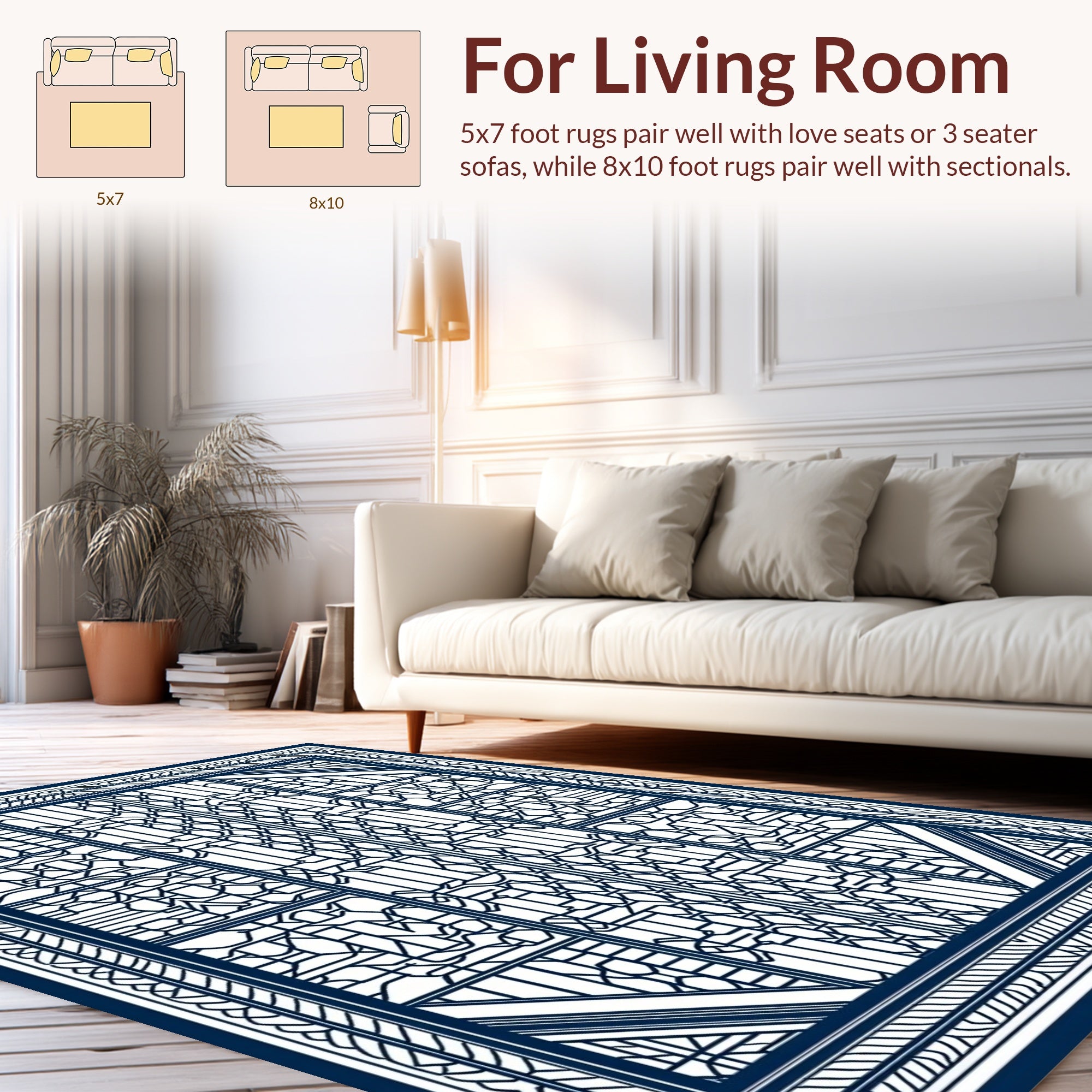 Geometric Deco Style Lattice Pattern Rug