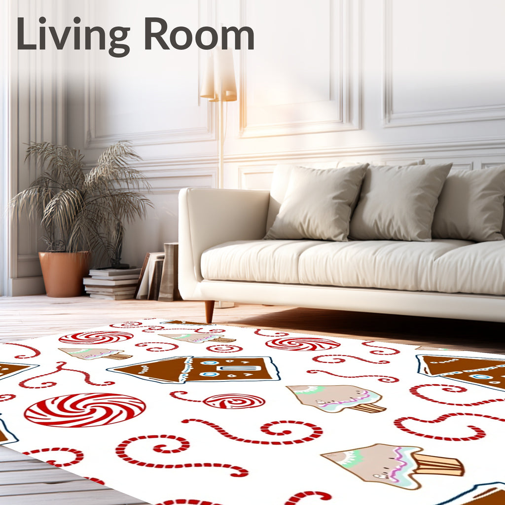 Gingerbread House Red Swirl Candy Rug