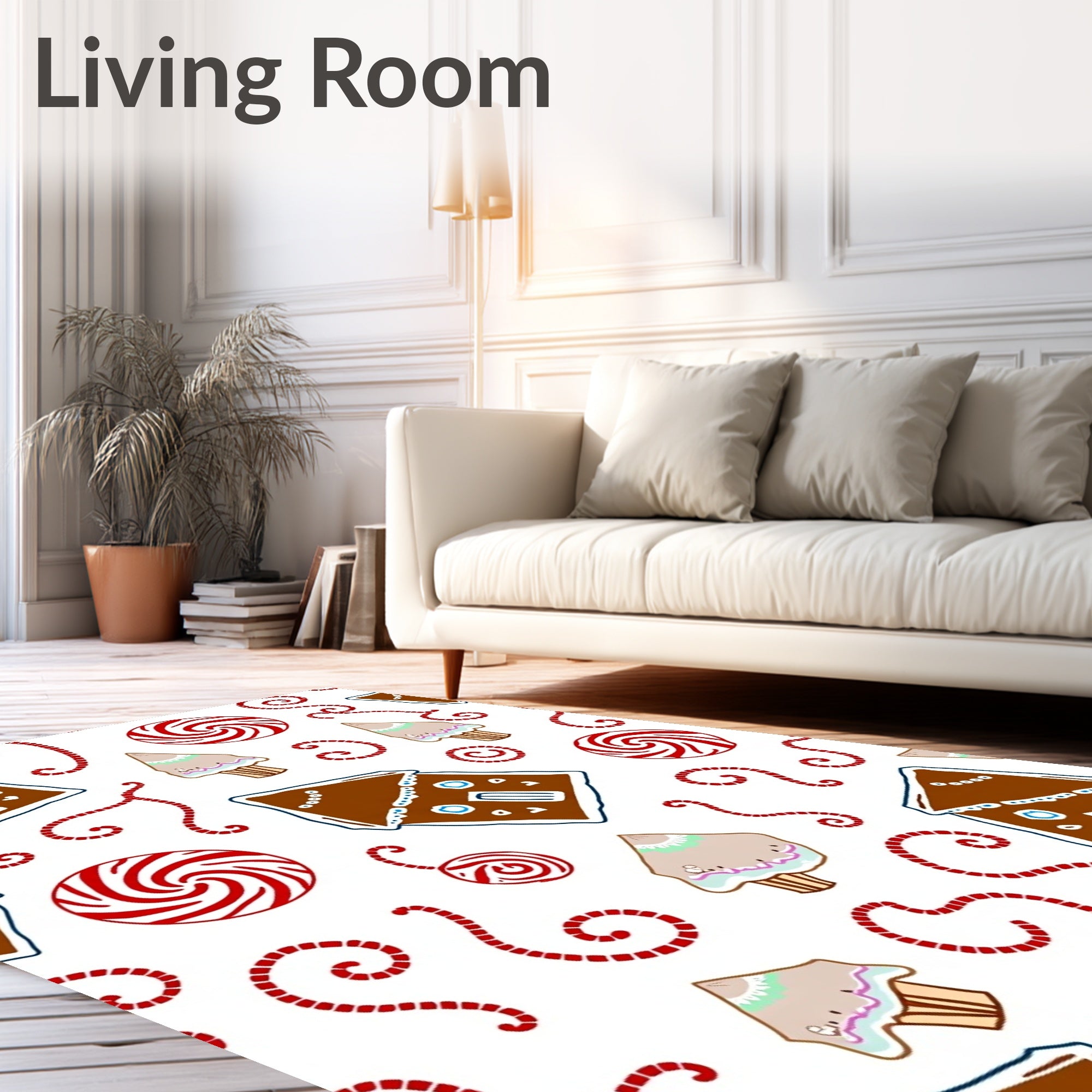 Gingerbread House Red Swirl Candy Rug