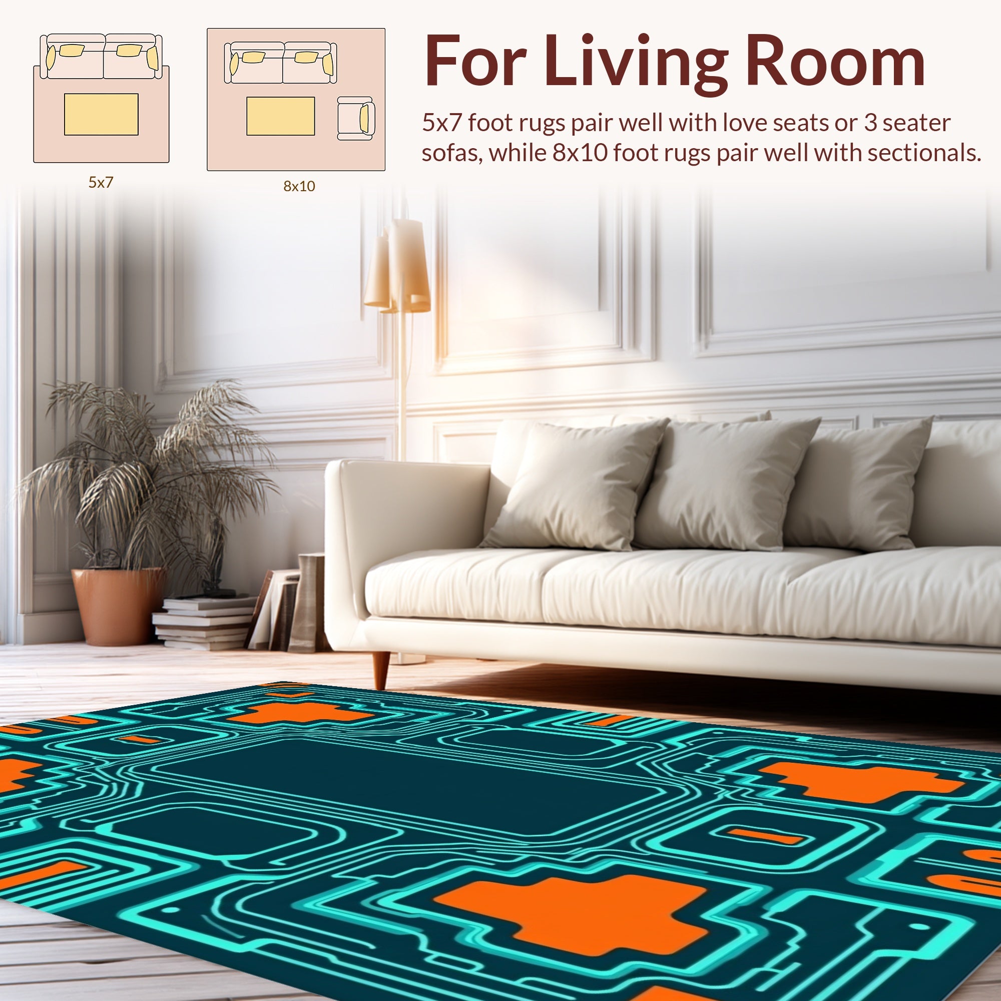 Circuit Board Pattern Design 3 Colors Rug