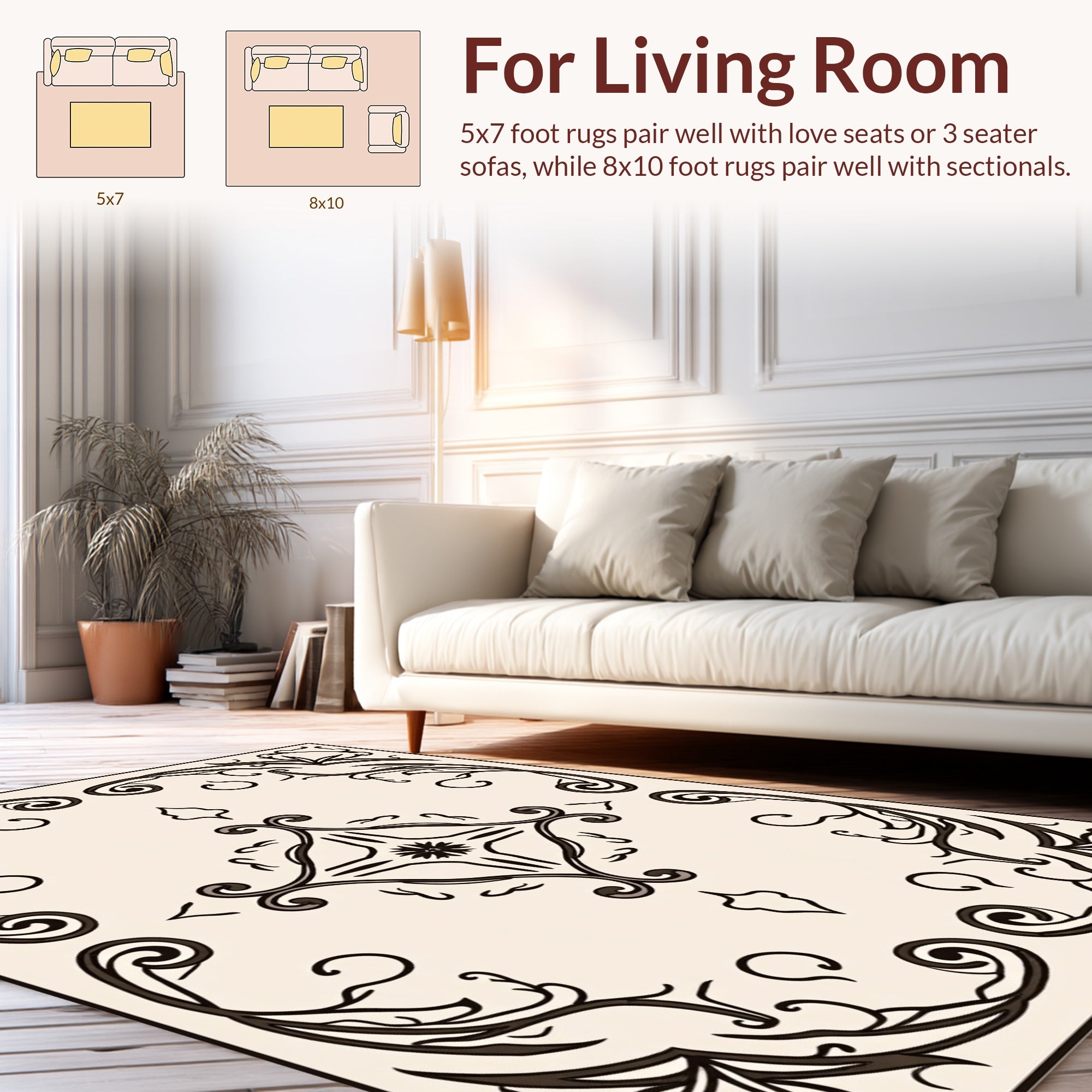 Ornate Floral Art Nouveau Design Rug
