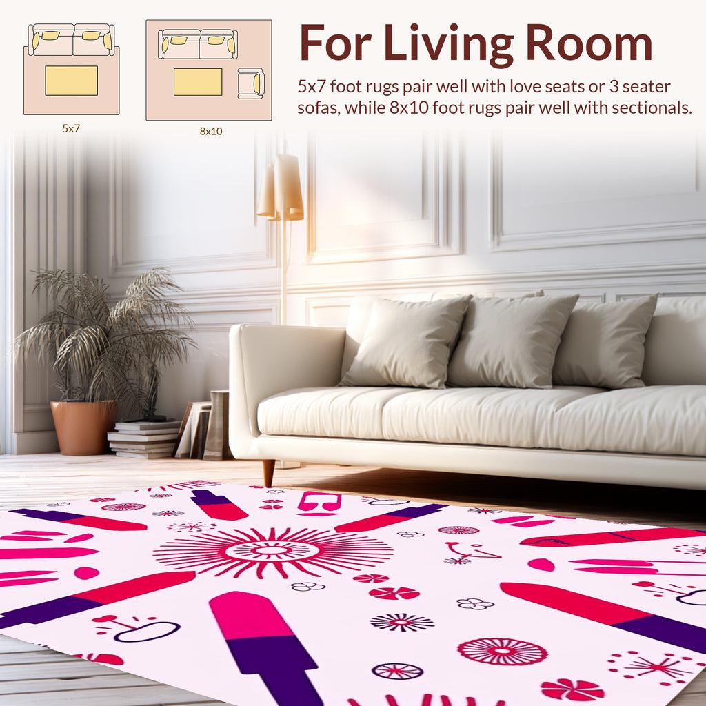Cosmetic Print Stylized Geometric Design Rug