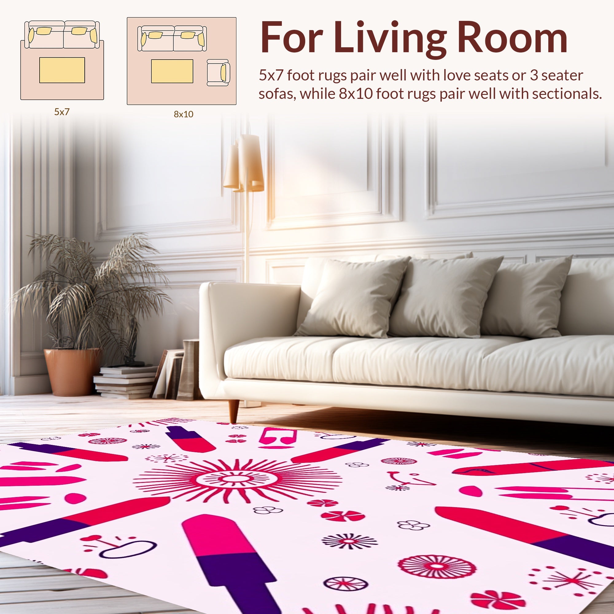 Cosmetic Print Stylized Geometric Design Rug