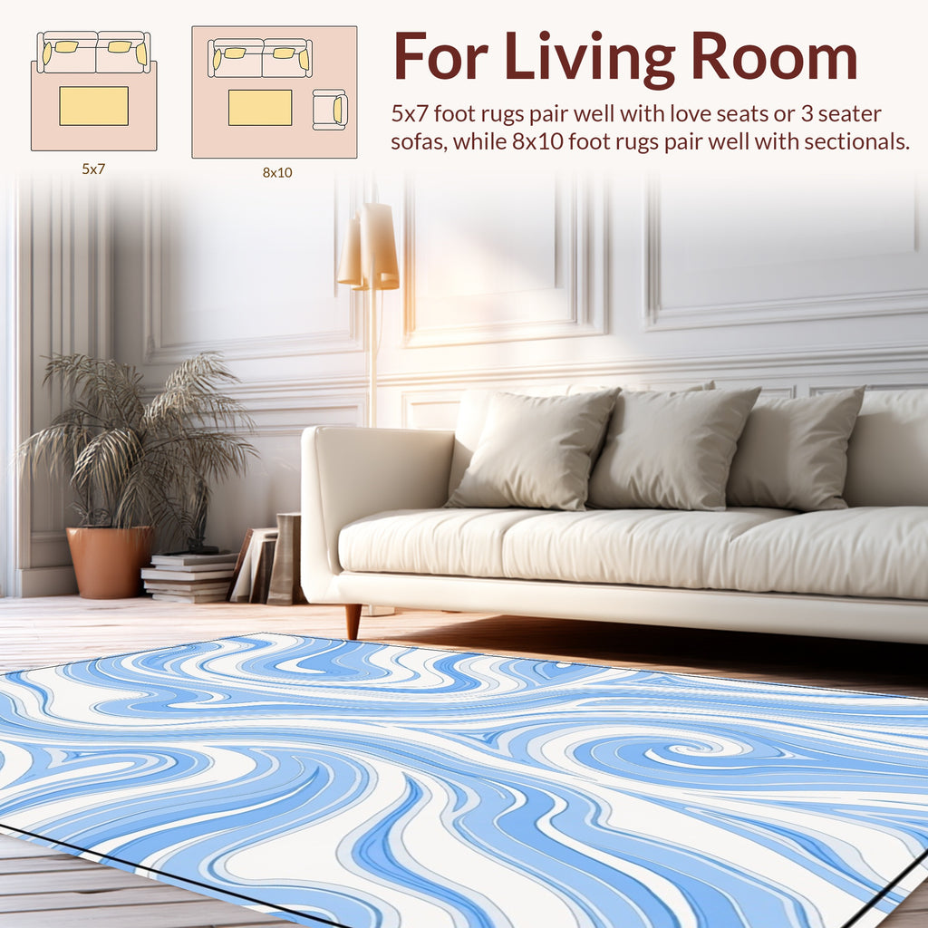 Blue Swirl Marble Pattern Rug