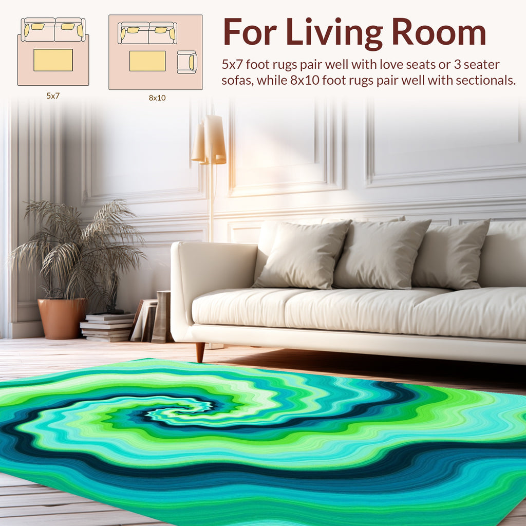 Vibrant Aqua Green Swirl Pattern Rug